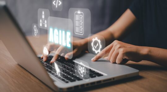 Agile,Development,Methodology,Concept,,Business,Person,Hand,Typing,Keyboard,With