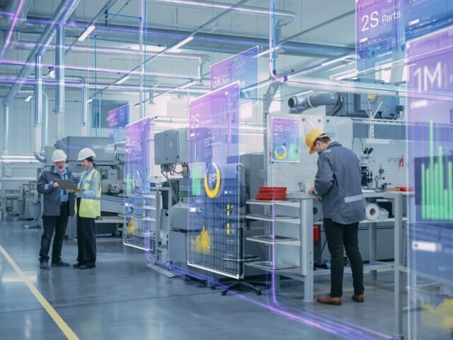 Factory,Digitalization:,Two,Industrial,Engineers,Use,Tablet,Computer,,Big,Data