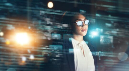 Digital,,Economy,And,Stock,Market,With,A,Woman,Trading,While