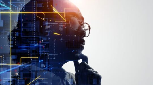 Profile,Of,Woman,And,Data,Network,Concept.,Artificial,Intelligence.,Wide