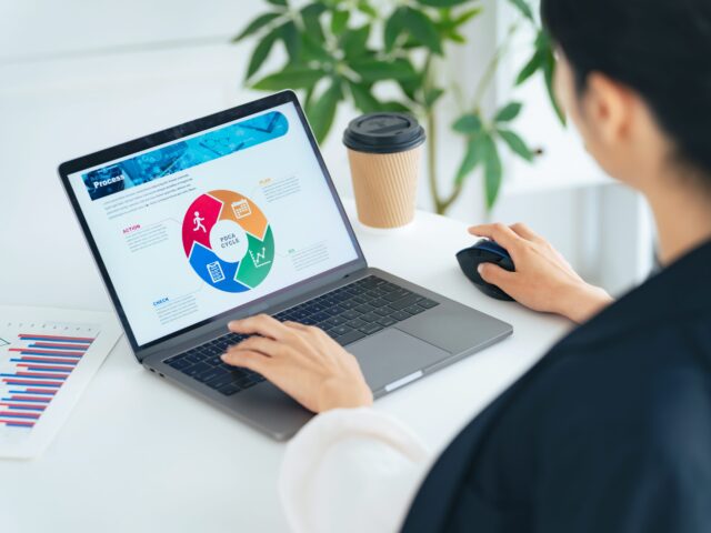 Businesswoman,Working,With,Laptop,Pc,In,Modern,Office.