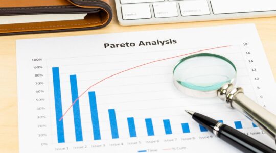 Pareto,Principle,Business,Analysis,Planning,With,Pen,,Magnifier,,And,Keyboard